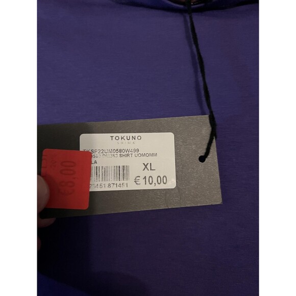 Tokuno Shima Napoli Shirt Mens XL Purple Made in Italy Graphic Hearts Tee Cotton - Picture 8 of 10